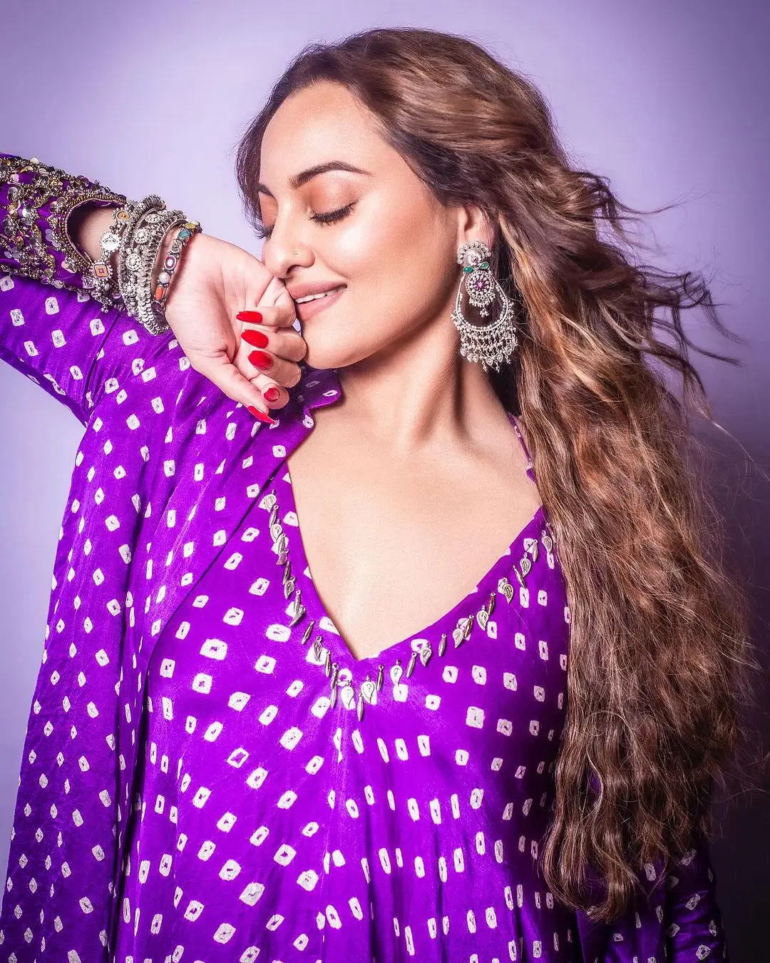 Sonakshi Sinha In North Indian Traditional Violet Gown